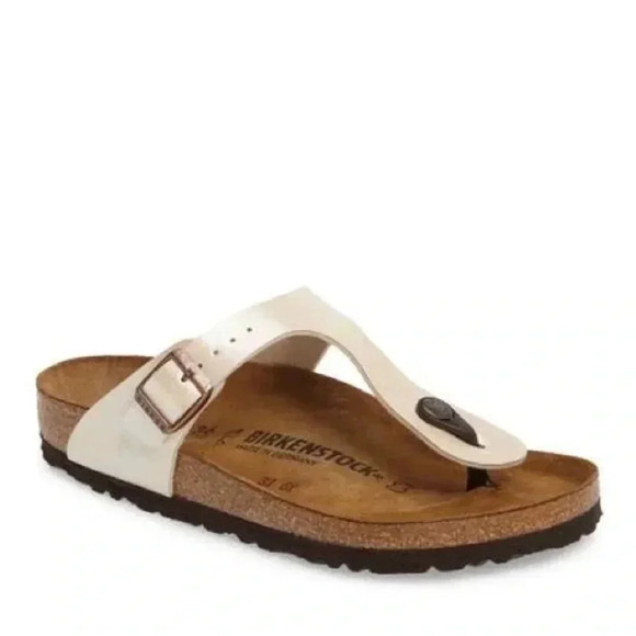 NWT Birkenstock Gizeh Birko Flor Sandals - Graceful Pearl White - Picture 1 of 7